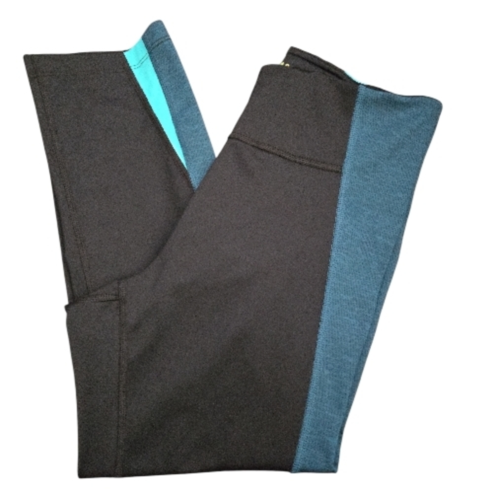 Tek Gear womens Leggings in Black and Teal SZ M